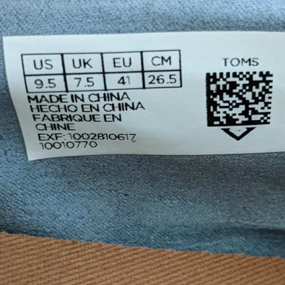 TOMS heather blue & pink slip on loafer sneakers size women's 9.5 - Picture 5 of 5